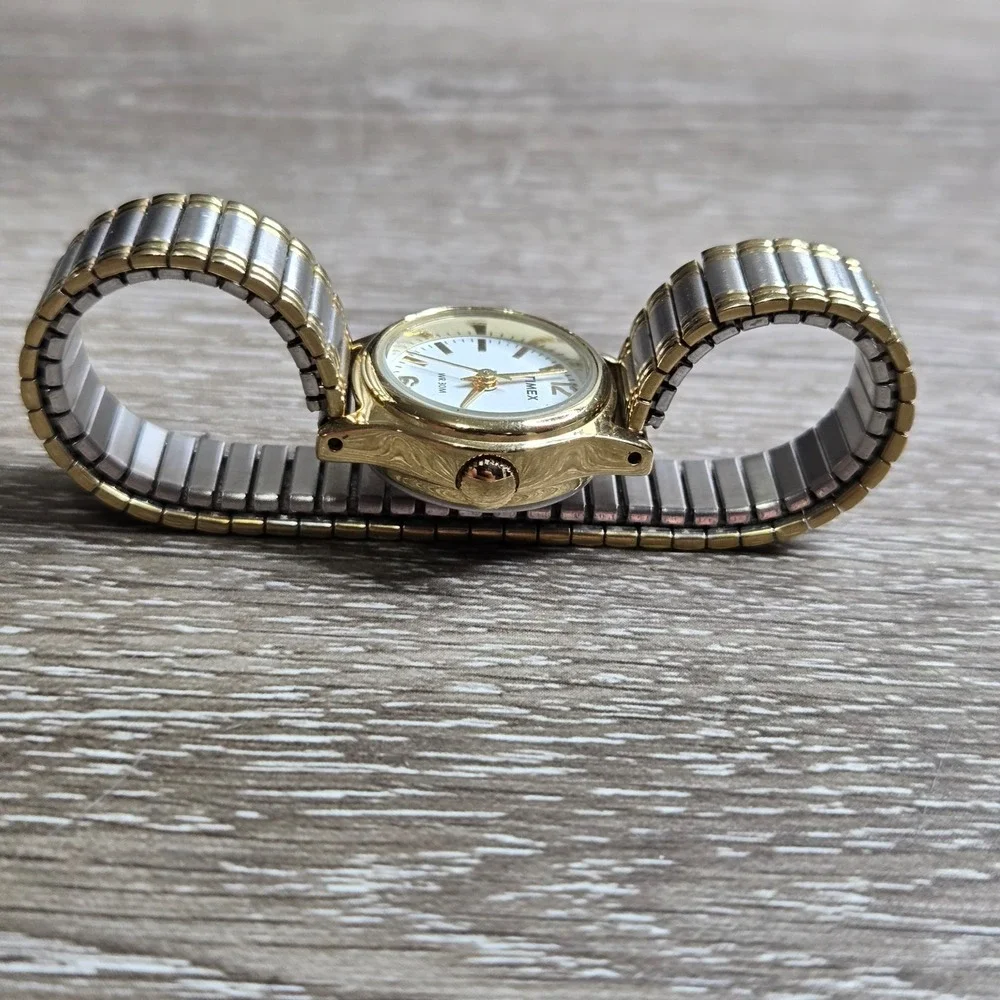 Timex Women's Two Tone Expansion Band Watch White Dial WR 30M Gold Silver Tone